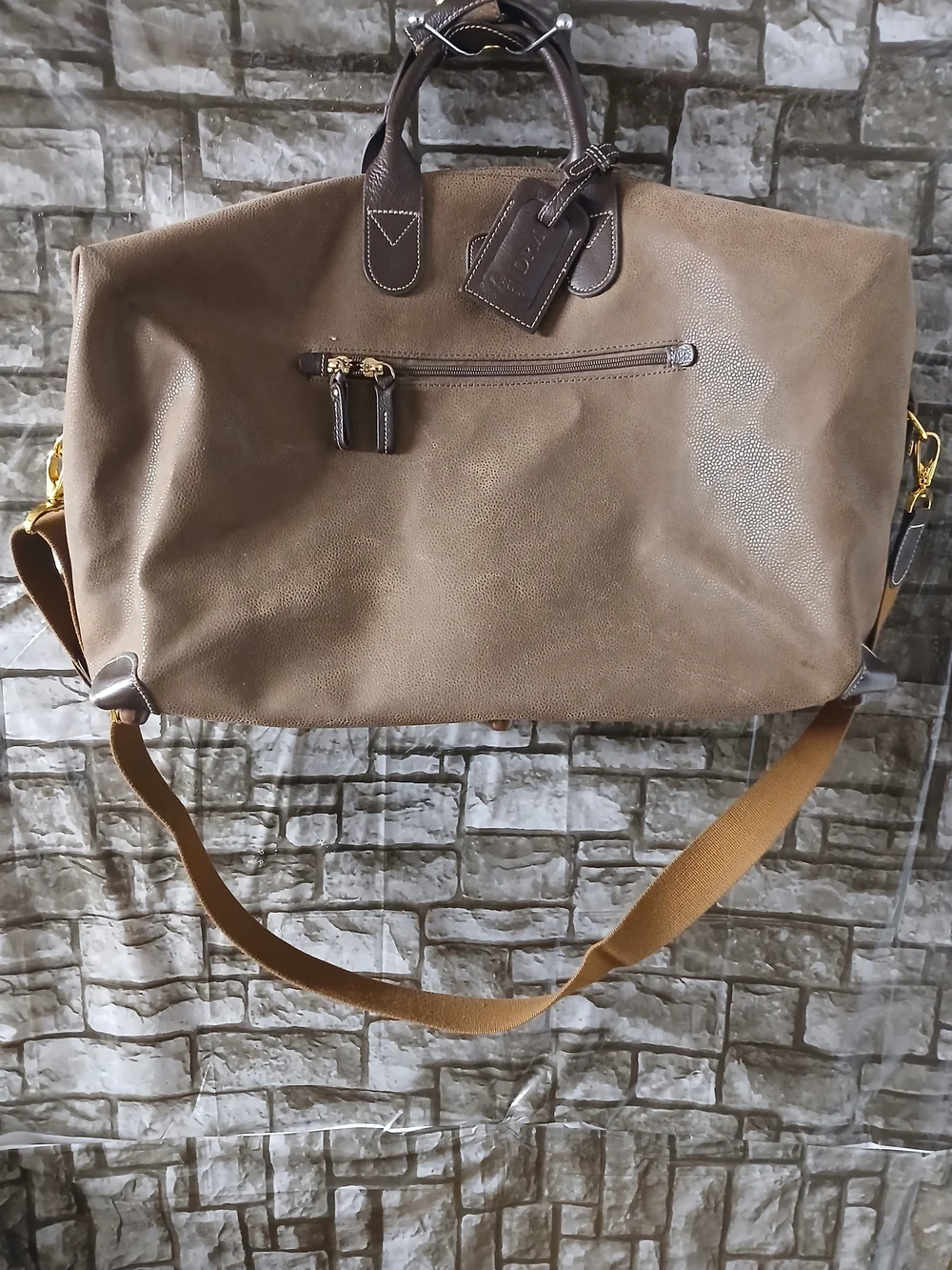 Bric's Taupe-Brown Weekender Duffel with Dark Brown Trim
